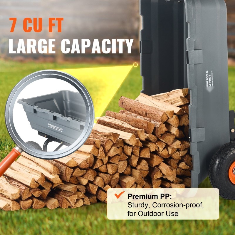 Kippikärry metallirunkoinen 183 litran lava 544 kg kantavuus 13 tuuman pyörät