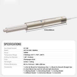 Keraaminen hiustenmuotoilulaite 34,5 mm 8 lisäosaa kuivaaja ja kiharrin