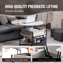 Nostokannellinen pyöreä sohvapöytä lastulevy ja teräsrunko halkaisija 90 cm tummanharmaa