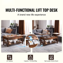 Sohvapöytä nostettava teräsrunko lastulevy 1200 mm ruskea säilytyksellä