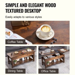 Sohvapöytä nostettava teräsrunko lastulevy 1200 mm ruskea säilytyksellä