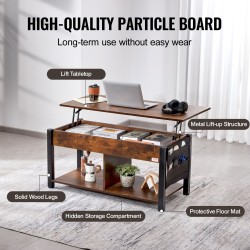 Nostettava sohvapöytä lastulevy ja teräsrunko 106×50×49 cm ruskea säilytystilalla