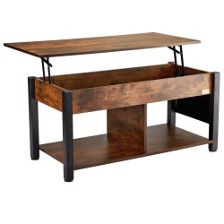 Nostettava sohvapöytä lastulevy ja teräsrunko 106×50×49 cm ruskea säilytystilalla