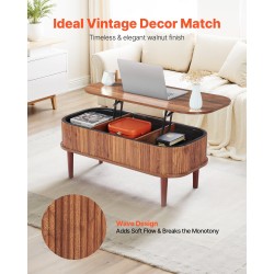 Nostettava ovaali sohvapöytä 1000 mm pähkinä massiivipuiset jalat piilotetuilla lokerolla