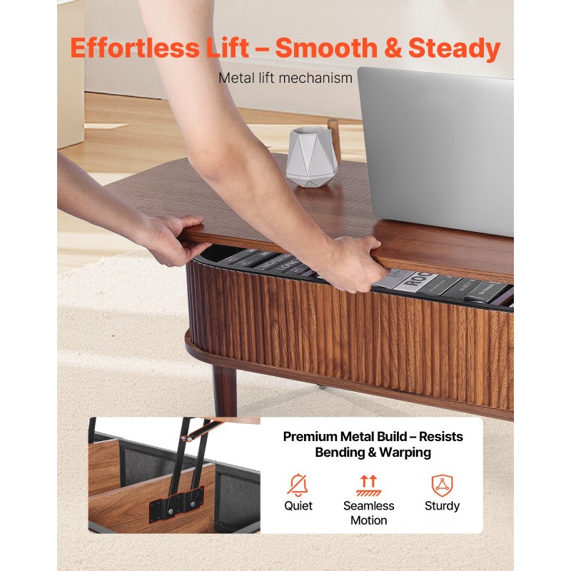 Nostettava ovaali sohvapöytä 1000 mm pähkinä massiivipuiset jalat piilotetuilla lokerolla