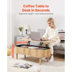 Nostokannellinen sohvapöytä 1000 mm soikea 3 piilotettua lokeroa MDF mänty tammi