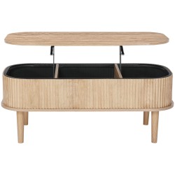 Nostokannellinen sohvapöytä 1000 mm soikea 3 piilotettua lokeroa MDF mänty tammi