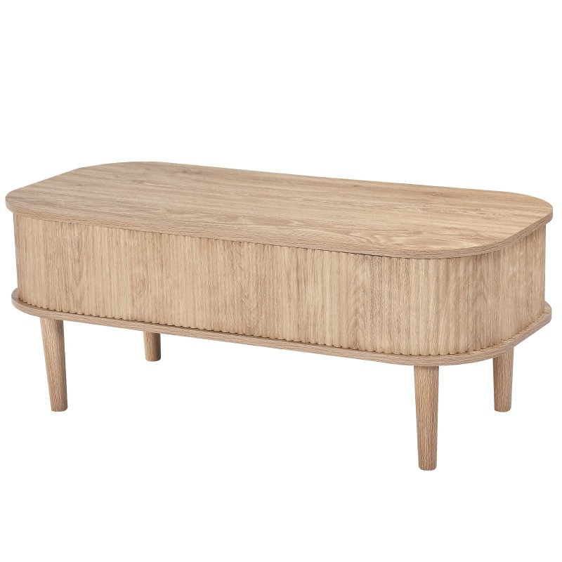 Nostokannellinen sohvapöytä 1000 mm soikea 3 piilotettua lokeroa MDF mänty tammi