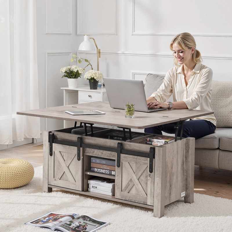 Nostokansipöytä lastulevy MDF 1000 mm rustiikkinen tammi säilytystilalla olohuoneeseen