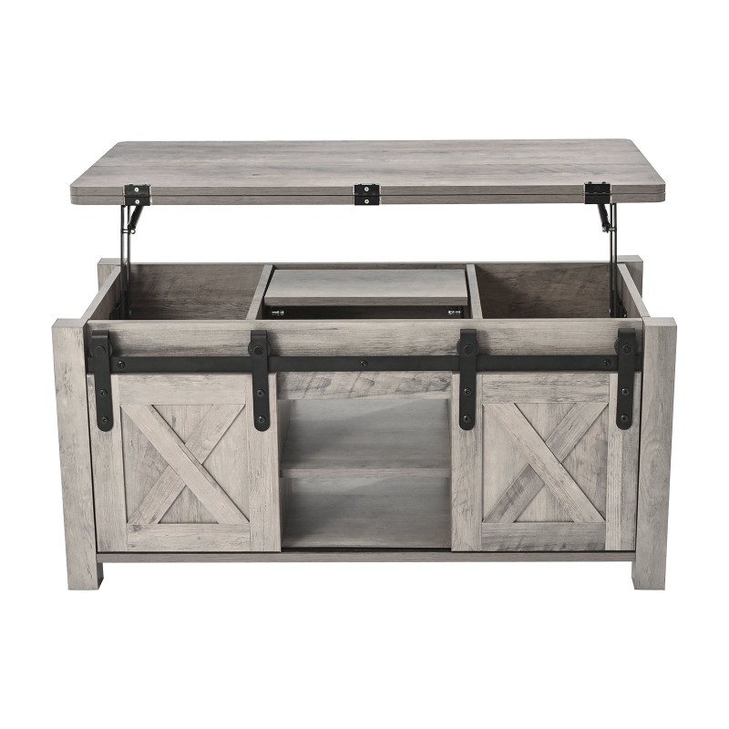 Nostokansipöytä lastulevy MDF 1000 mm rustiikkinen tammi säilytystilalla olohuoneeseen