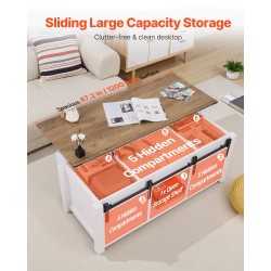 Nostokannellinen sohvapöytä lastulevy 1200 mm valkoinen säilytystilalla