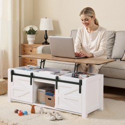 Nostokannellinen sohvapöytä lastulevy 1200 mm valkoinen säilytystilalla