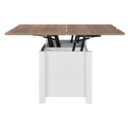 Nostokannellinen sohvapöytä 1000 mm lastulevy MDF piilotettu säilytyslokero valkoinen rustiikkiruskea