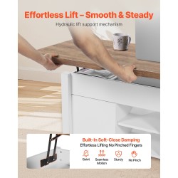 Nostokannellinen sohvapöytä 1000 mm lastulevy MDF piilotettu säilytyslokero valkoinen rustiikkiruskea