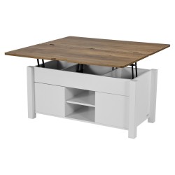 Nostokannellinen sohvapöytä 1000 mm lastulevy MDF piilotettu säilytyslokero valkoinen rustiikkiruskea