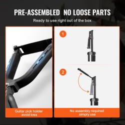 Kitarateline kolmijalkainen lattialla seisova taittuva korkeussäädettävä 900–1200 mm sopii kitaroille