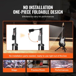 Lattiamallinen kolmijalkainen kitarateline säädettävä korkeus 900–1200 mm taittuva pehmustetut kosketuspinnat