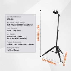 Lattiamallinen kolmijalkainen kitarateline säädettävä korkeus 900–1200 mm taittuva pehmustetut kosketuspinnat