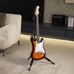 Lattiamallinen kolmijalkainen kitarateline säädettävä korkeus 900–1200 mm taittuva pehmustetut kosketuspinnat