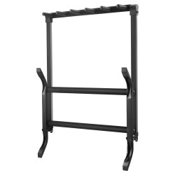 Lattialla seisova 5 paikkainen kitarateline rautaputkilla vaahtomuovipehmusteella kumipäällysteisellä jalustalla taitettava