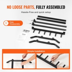 Lattialla seisova 5-paikkainen kitarateline rautaputkilla vaahtomuovipehmusteella kumipäällysteisellä jalustalla taitettava