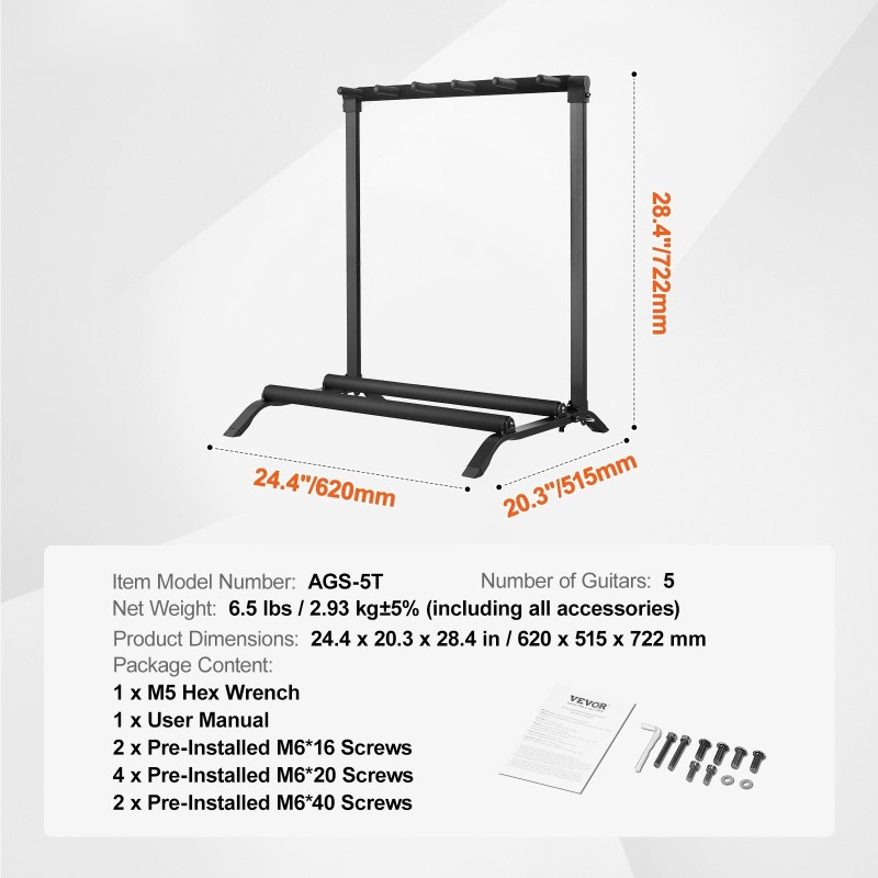 Lattialla seisova 5-paikkainen kitarateline rautaputkilla vaahtomuovipehmusteella kumipäällysteisellä jalustalla taitettava
