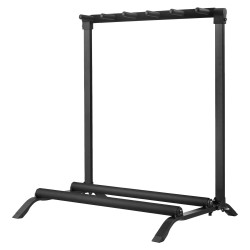 Lattialla seisova 5-paikkainen kitarateline rautaputkilla vaahtomuovipehmusteella kumipäällysteisellä jalustalla taitettava