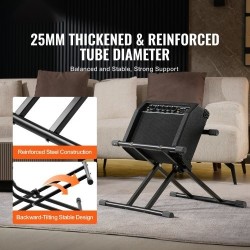 Kitaravahvistinteline teräsrakenteinen 79,83 kg kantokyky säädettävä 125–505 mm taittuva kumijalat