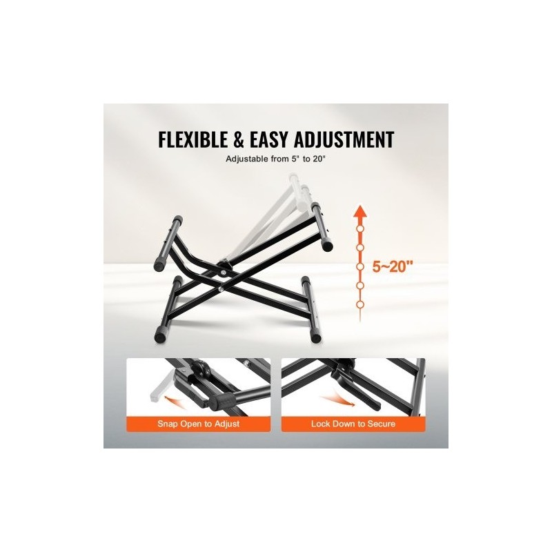 Kitaravahvistinteline teräsrakenteinen 79,83 kg kantokyky säädettävä 125–505 mm taittuva kumijalat