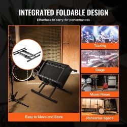 Kitaravahvistinteline teräsrakenteinen 79,83 kg kantokyky säädettävä 125–505 mm taittuva kumijalat