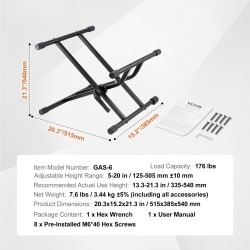 Kitaravahvistinteline teräsrakenteinen 79,83 kg kantokyky säädettävä 125–505 mm taittuva kumijalat