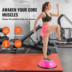 Puolikas tasapainopallo PVC-muovi koko 620x215 mm 300 kg kantavuus vastusnauhoilla pinkki