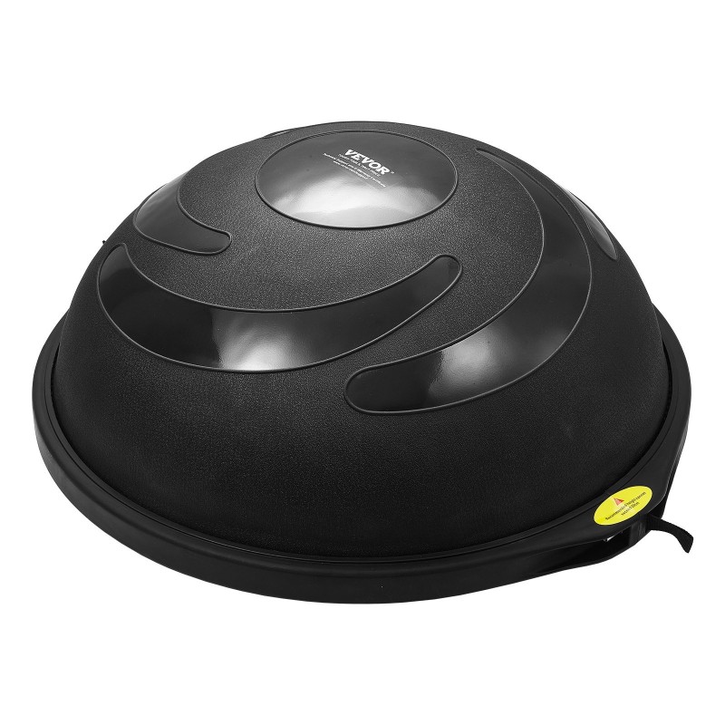 Puolikupolimallinen tasapainopallo PVC pinta 660 mm 680 kg musta vastusnauhoilla jalkapumpulla