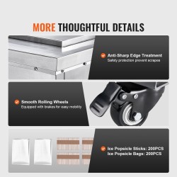 Ammattimehujääkone yksi muottisetti neljäkymmentä kappaletta ruostumatonta terästä pyörillä