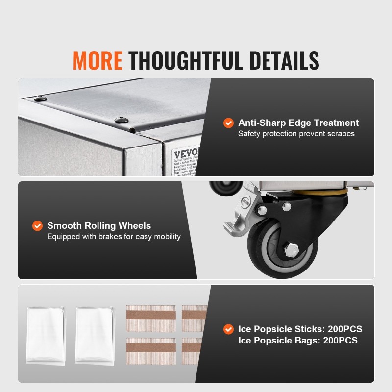 Mehujääkone ammattikäyttöön 4 muottisarjaa 120 kpl ruostumatonta terästä