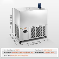 Mehujääkone ammattikäyttöön 4 muottisarjaa 120 kpl ruostumatonta terästä