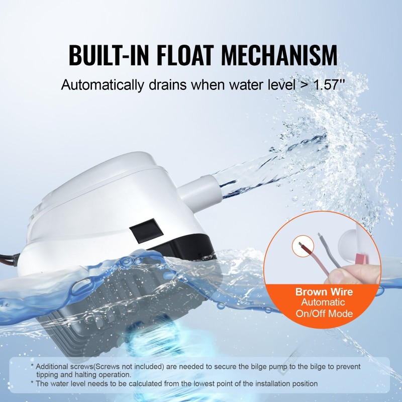 Pilssipumppu automaattinen kellukekytkin 12V ABS747 19 mm poistoliitäntä veneisiin