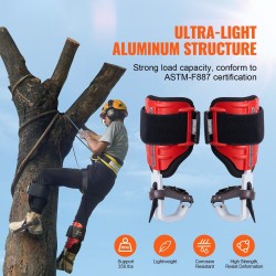Puun kiipeilypiikit alumiinirunko 1 pari säädettävät tarranauhat 350 paunan kuormankantokyky punainen