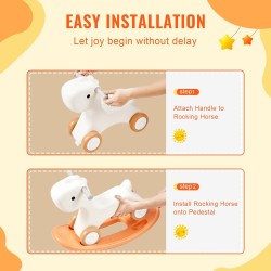 Keinuhevonen kolmitoiminen HDPE-muovi 1–3-vuotiaille kantavuus 36 kg sileillä pyörillä 40 asteen keinuntakulma