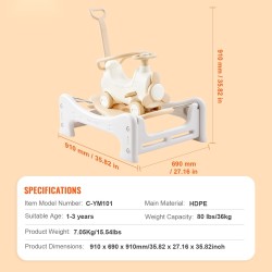 Keinuhevonen muovia 5 eri käyttötapaa 1–3-vuotiaille 36 kg kantavuus
