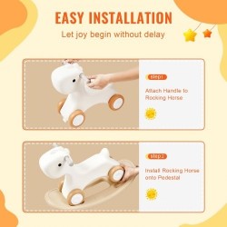 3-in-1-keinuhevonen HDPE-muovi 1–3-vuotiaille kantavuus 36 kg valkoinen yksisarvinen nelipyöräinen