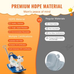 Keinuratsu HDPE 1–3-vuotiaille 4 käyttötapaa tasapainolauta työntökahva yksisarvinen 36 kg kantavuus
