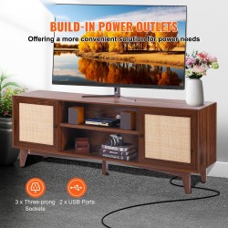 TV-taso rattan-etuosalla pähkinänsävyinen 165 x 40 cm sopii 191 cm TV:lle