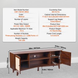 TV-taso rattan-etuosalla pähkinänsävyinen 165 x 40 cm sopii 191 cm TV:lle