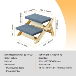 Lemmikkitikkaat mäntypuusta taitettavat kangaspäällysteiset kaksi askelmaa 50 kg kantavuus