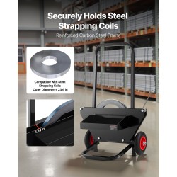 Rullakärry teräsvannenauhakeloille hiiliteräs kuusisataa millimetriä kumipyörillä työkalulaatikolla