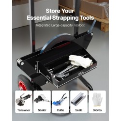 Rullakärry teräsvannenauhakeloille hiiliteräs kuusisataa millimetriä kumipyörillä työkalulaatikolla