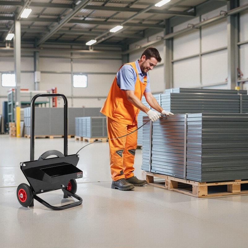 Rullakärry teräsvannenauhakeloille hiiliteräs kuusisataa millimetriä kumipyörillä työkalulaatikolla