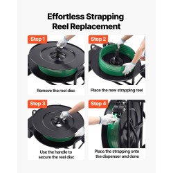 Sidontakärry PET PP teräsnauhoille Q235 hiiliteräsrunko 203 ja 406 mm rumpujarru työkalulaatikko