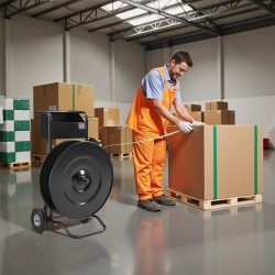 Sidontakärry PET PP teräsnauhoille Q235 hiiliteräsrunko 203 ja 406 mm rumpujarru työkalulaatikko